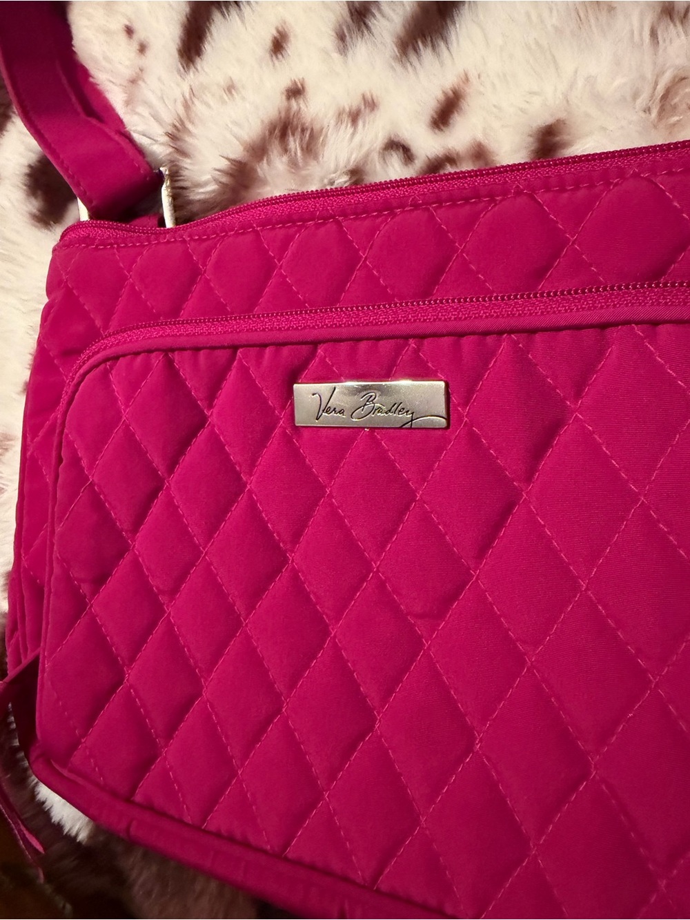 Vera Bradley Quilted Crossbody in Bright Pink
